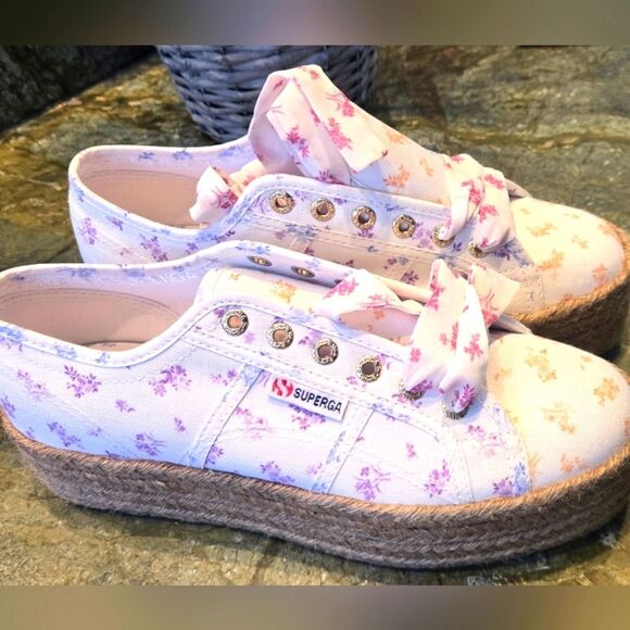 Superga Pink and Orange Espadrilles with Vibrant Style. NWOT Size 9 - Picture 1 of 6